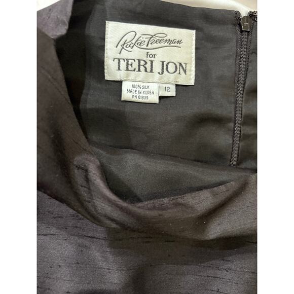 Rickie Freeman for Teri Jon 100% Silk Black Sheath Dress | Size 12 | Classic - Picture 3 of 4